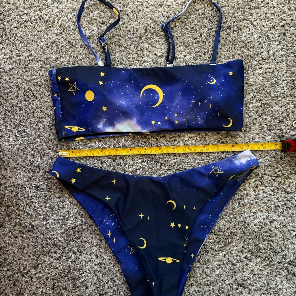 Zaful Navy & Yellow Galaxy Print Two-Piece Bikini